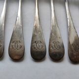 7 forks silver plated baguette christofle monogram J C before 1930