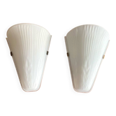Pair of antique white glass wall lights vintage decoration