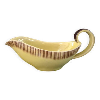 Saint Clément yellow and brown earthenware sauce boat A083