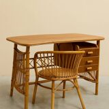 Vintage rattan desk + matching chair