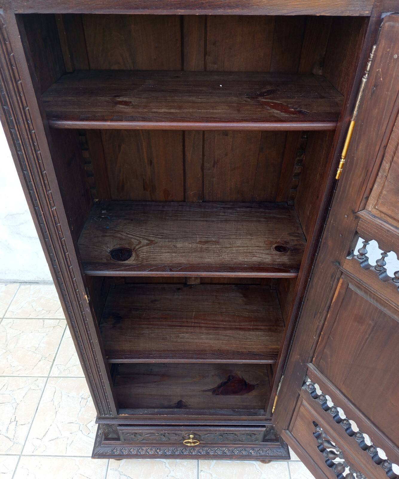 Breton style bonnetière wardrobe in natural wood