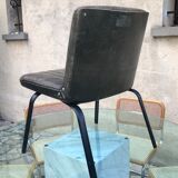 Fauteuil en cuir vert bronze 1950