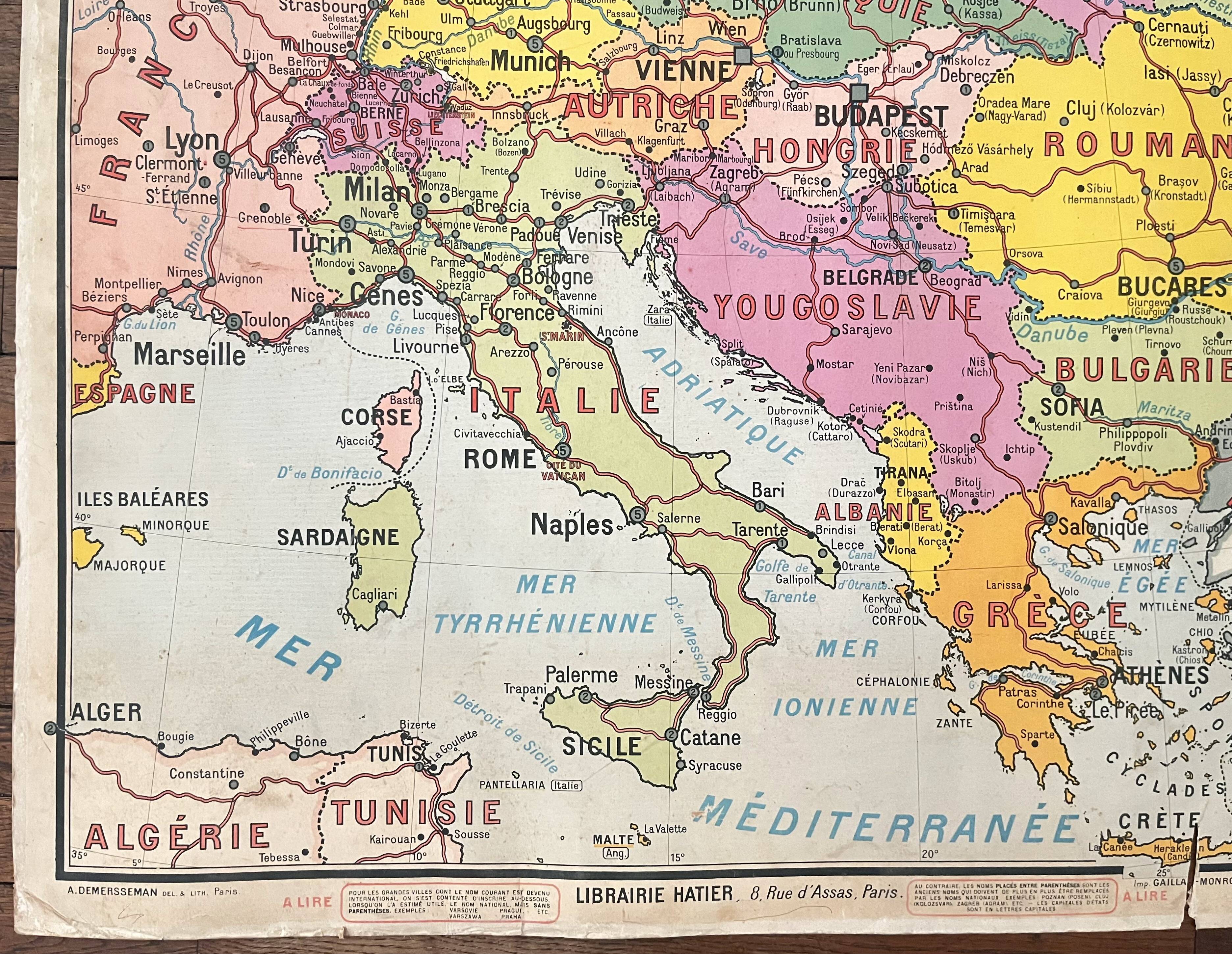 Old school map Hatier Brunhes 1, 1930 - Central Europe