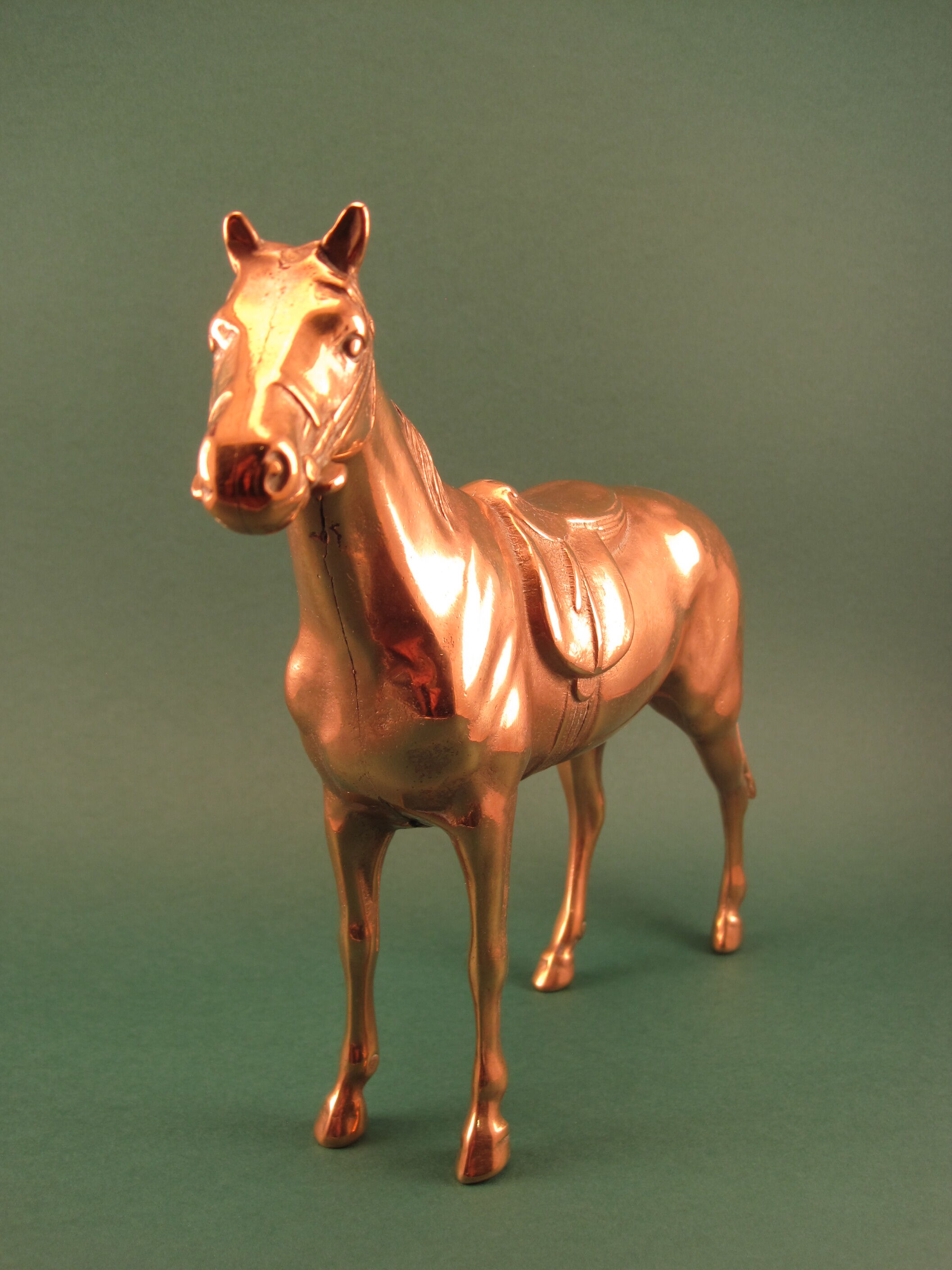 Animal statuette horse in solid brass