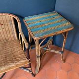Antique rattan and bamboo side table, late 19th century