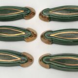 Set of 6 Poët-Laval Art Deco Enameled Ceramic Knife Holders