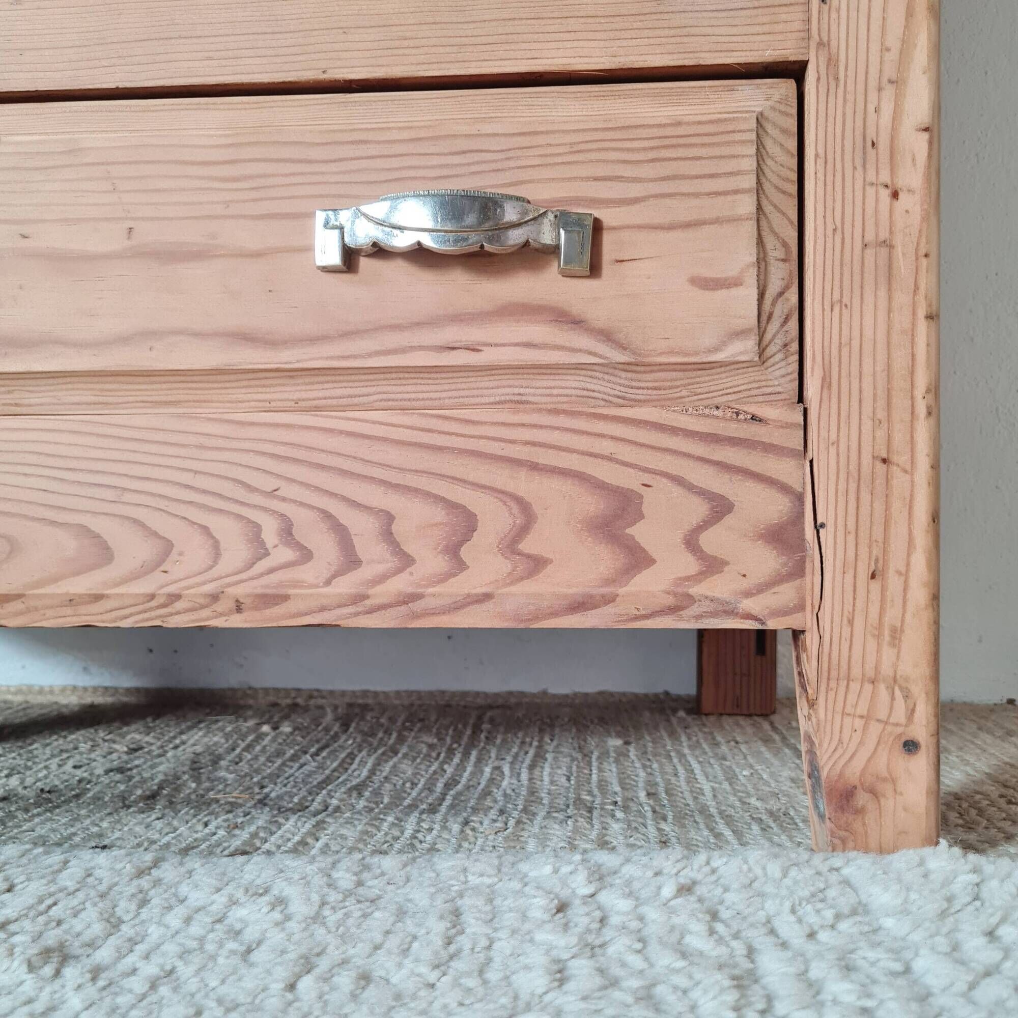 Antique pine chest of drawers, 3 drawers, raw wood