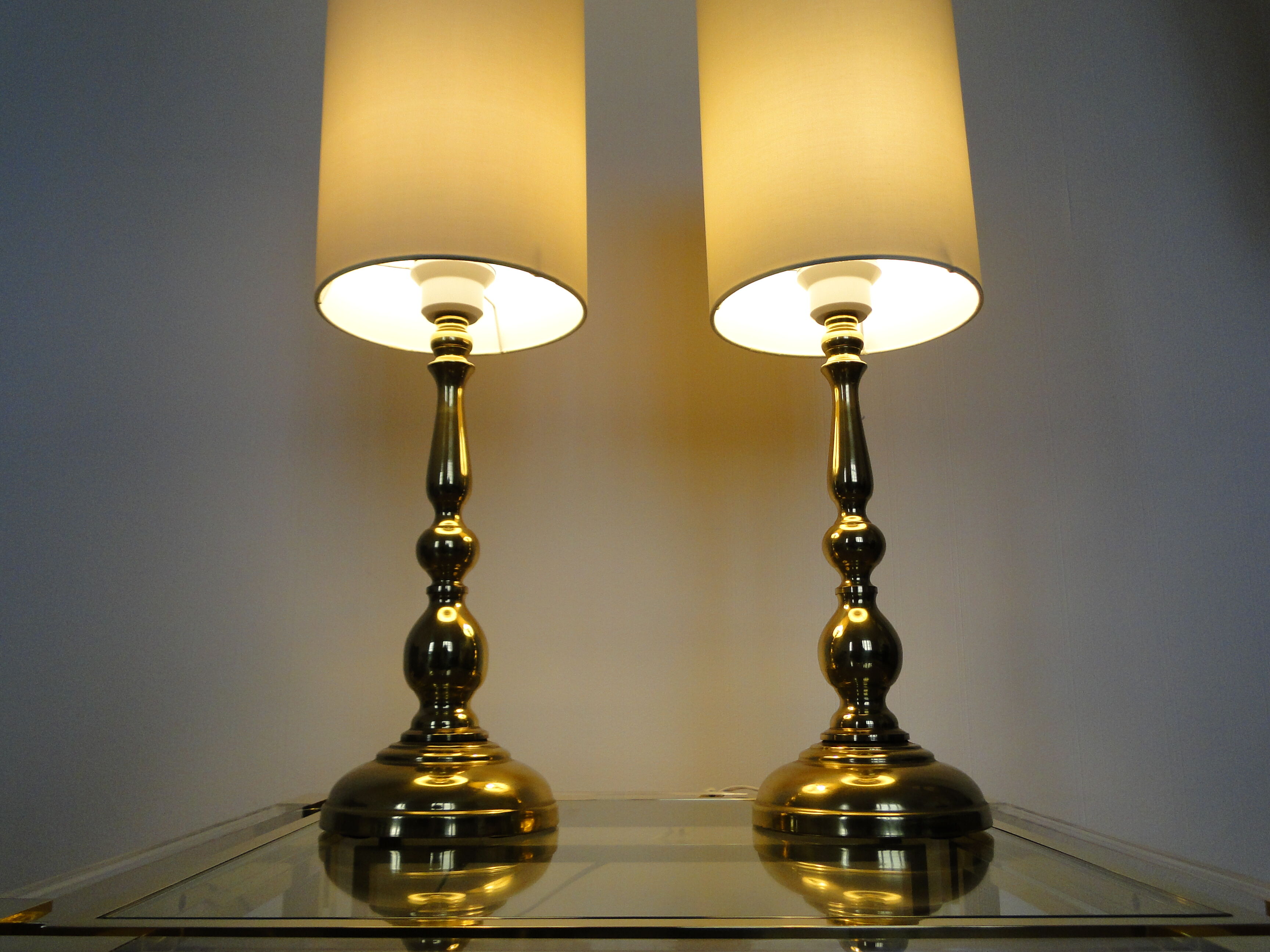 Pair of vintage Scandinavian brass lamps 1960
