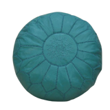 Moroccan pouf in turquoise leather