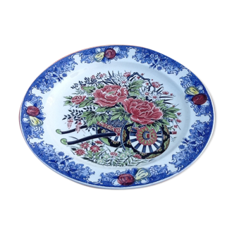 Serving dish Polychrome ceramic Decoration cart of flowers...