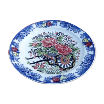Serving dish Polychrome ceramic Decoration cart of flowers...
