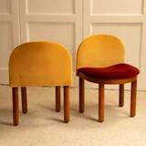 2 wooden and velvet chairs