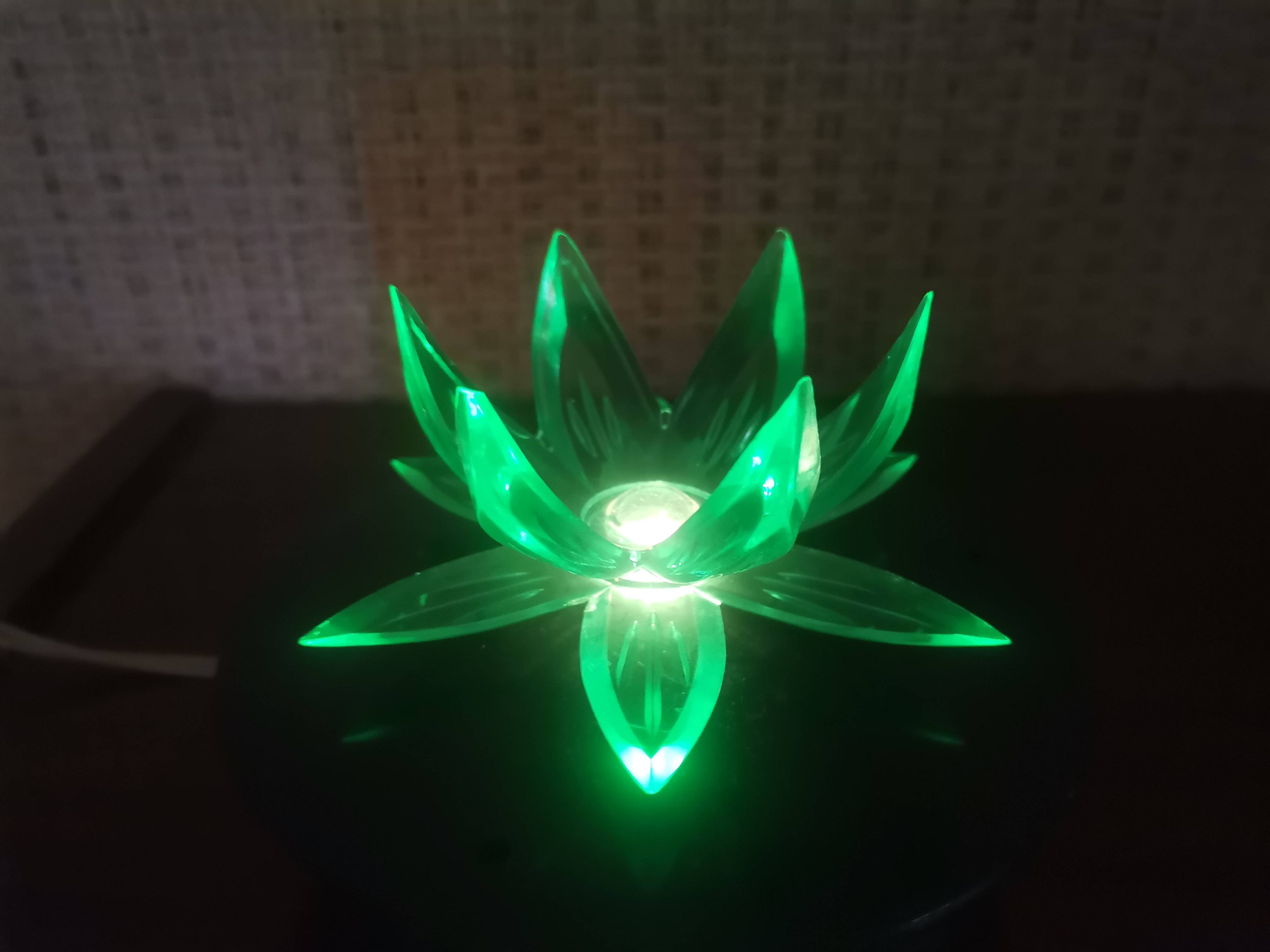 Green Water Lily Lotus Flower Night Light Lamp, Eastern Europe
