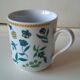 Set of vintage DPR mugs – blue and green floral design – h9 x d7.5 cm
