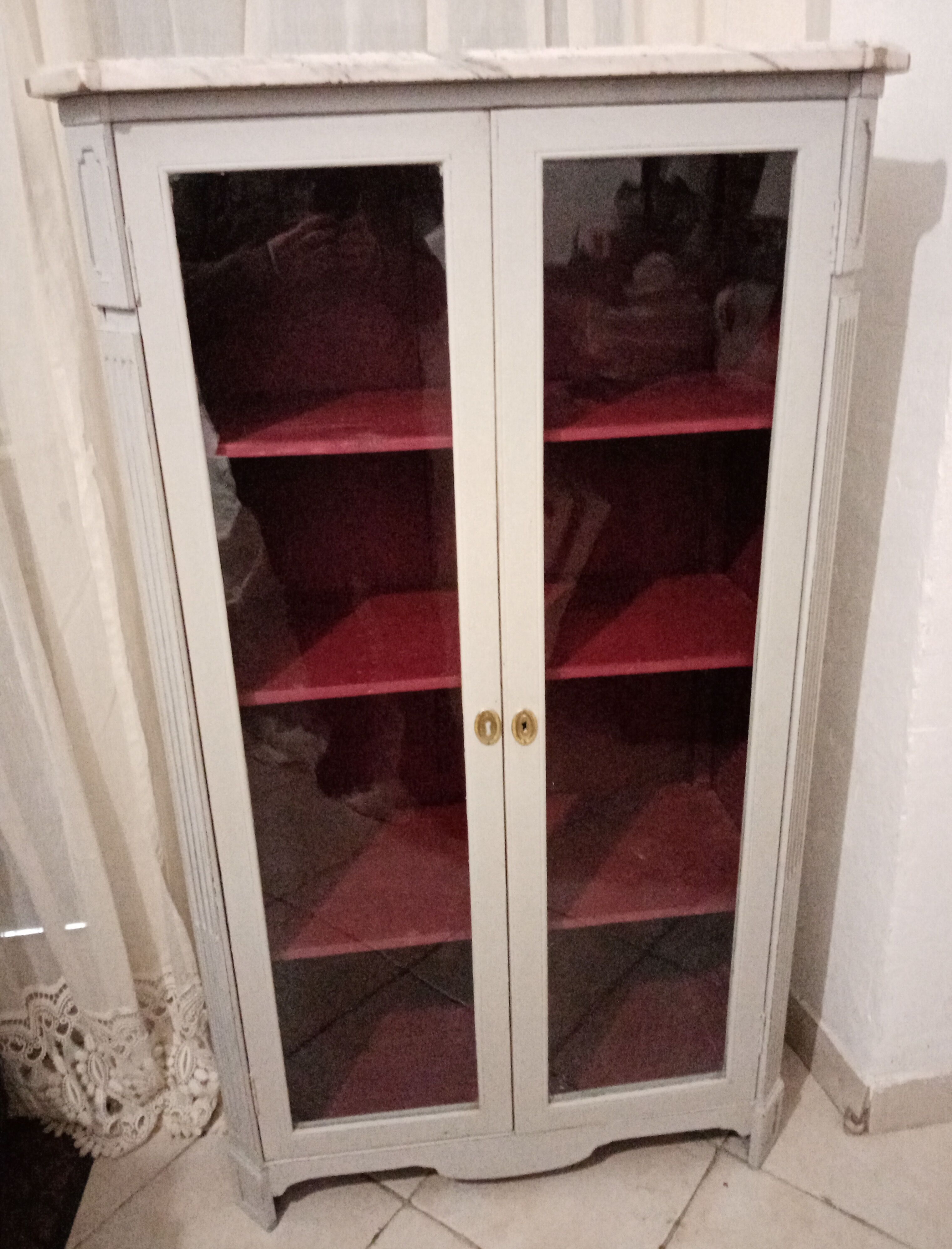 Silver library patina 2 doors on marble 147 x 81 cm