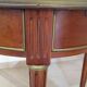 Bouillotte side table - mahogany veneer - white marble - Louis XVI - 1950