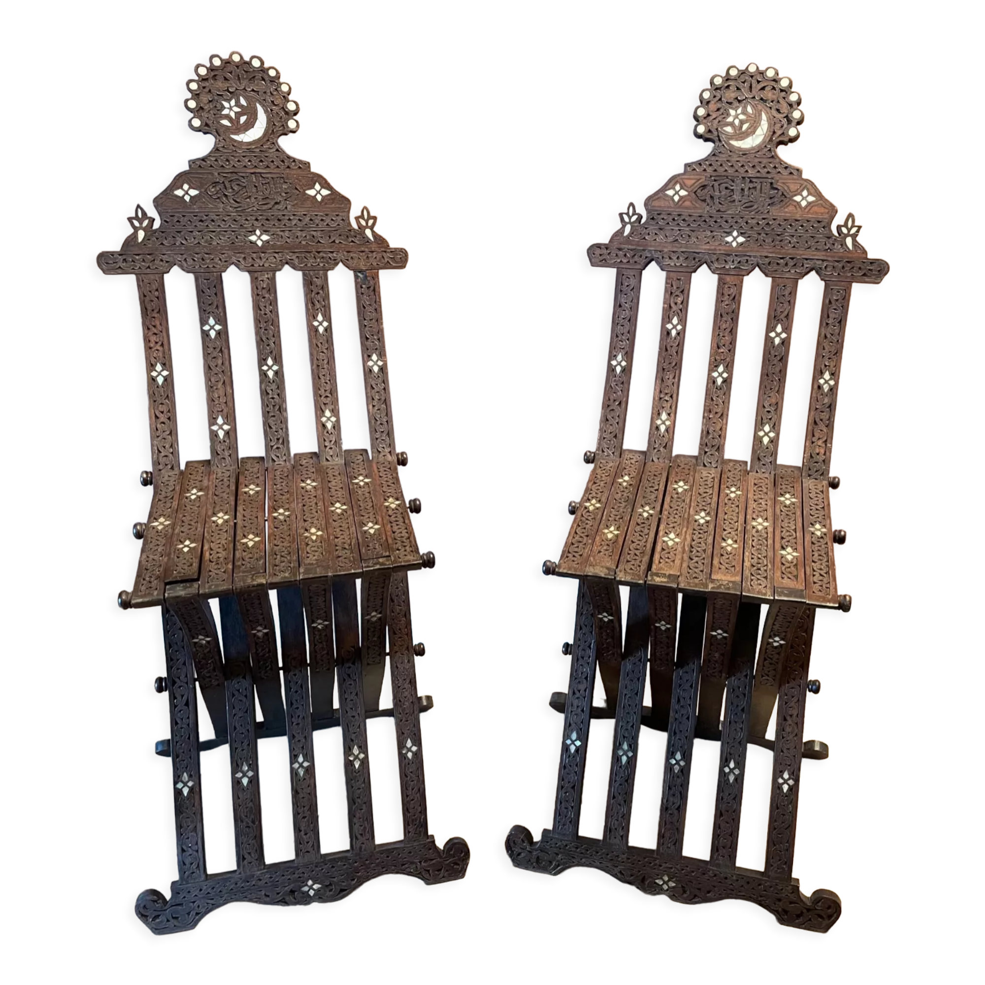 Pair of Syrian chairs inlay of mother-of-pearl