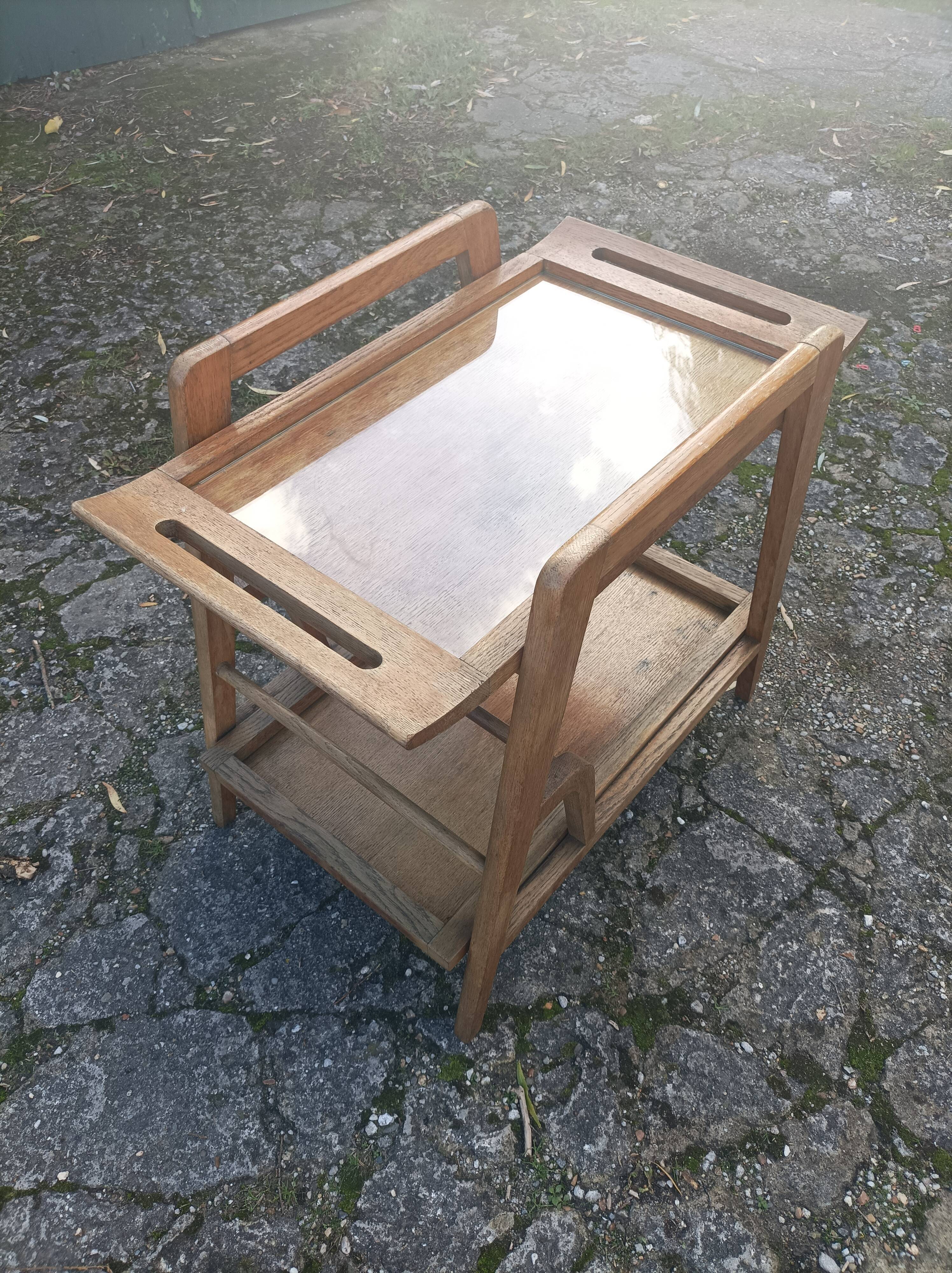 Ancienne desserte en bois vintage pieds compas scandinave