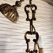 Five-armed golden brass chandelier – neoclassical elegance, Louis XVI spirit.