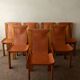 Wood Leather Dining Chairs Luigi Gorgoni Roche Bobois, 1970s, Set of 7