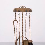 Outil de cheminée en laiton antique du 19e siècle