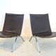 Fauteuils PK22 en cuir brun par Poul Kjærholm pour Fritz Hansen
