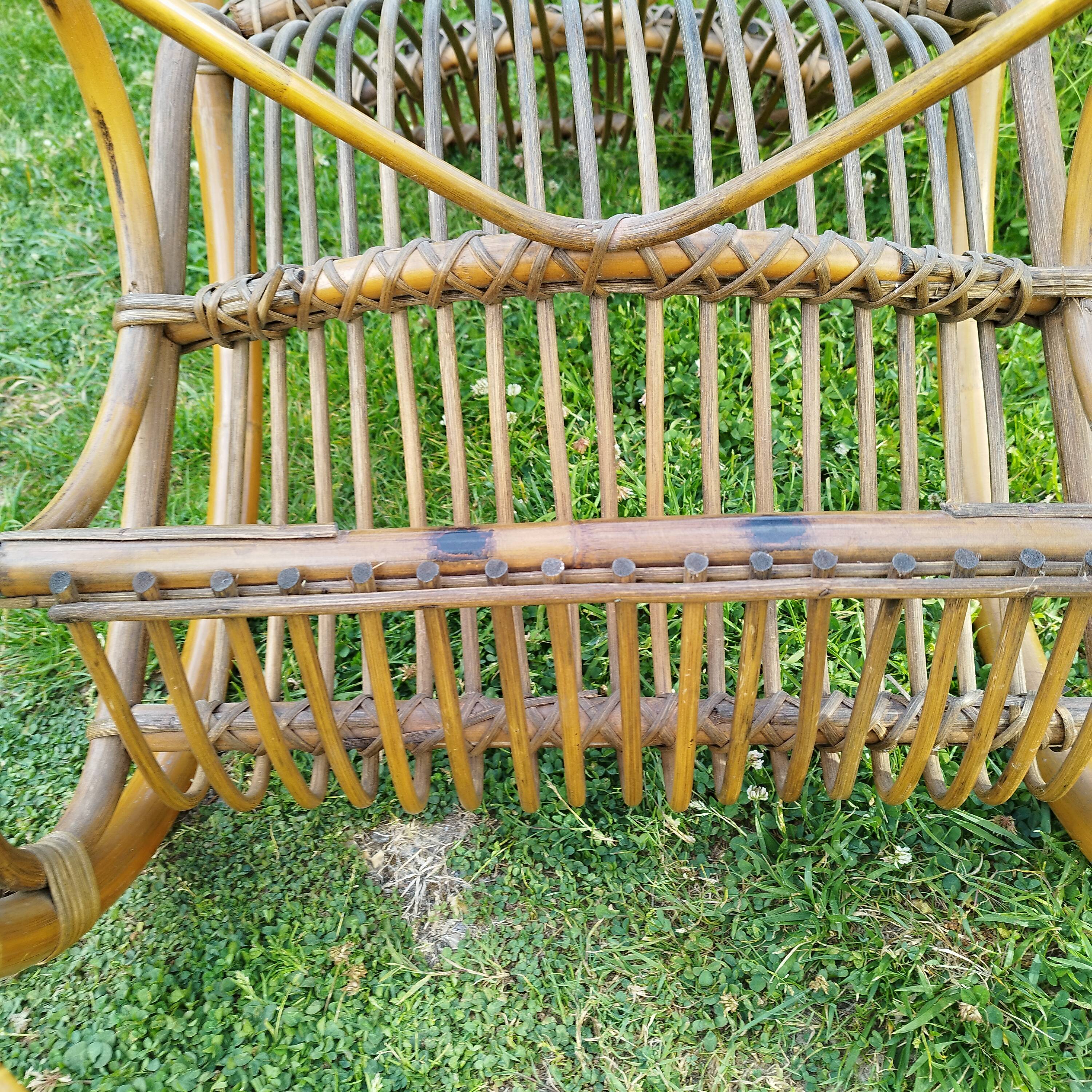 Rocking-chair vintage rotin