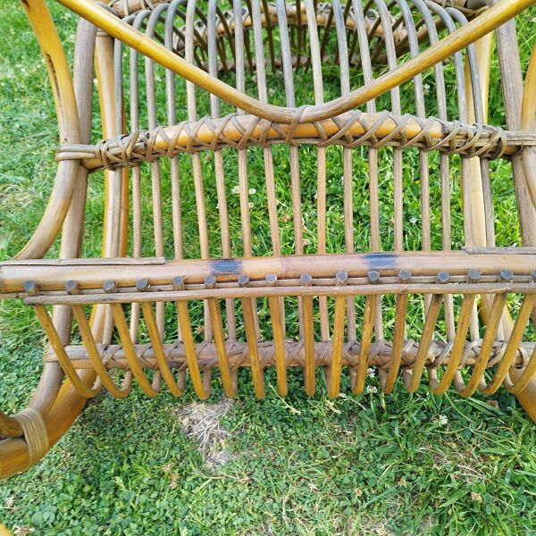 Rocking-chair vintage rotin