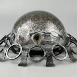 60s 70s Brutalist wall lamp or ceiling lamp made of iron & glass design