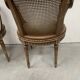 Pair of Louis XVI style basket armchairs in patinated beech, 20th century