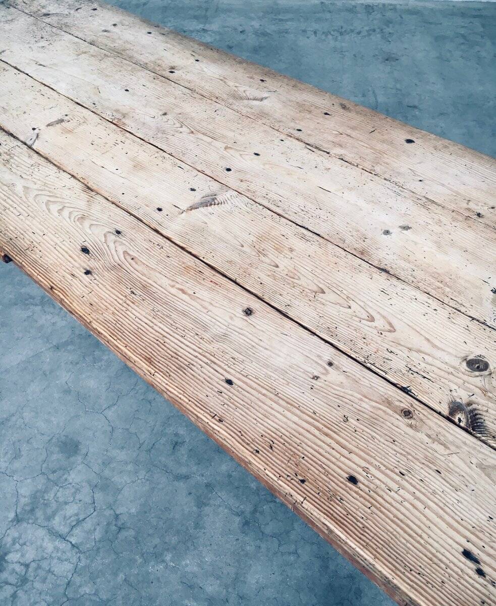 French Country Design Pine Dining Table with Drawer, France, 1930s