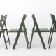 Set of 4 Vintage Green Folding Chairs, German Beech Wood Chairs,  60s–70s