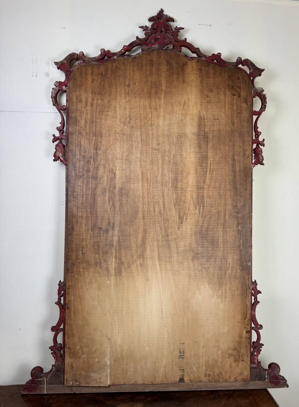 Important miroir Vénitien Baroque de style Louis XV en bois laqué et doré