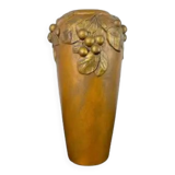 Art Nouveau vase in gilded ceramic and terracotta signed Desrousseaux France