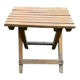 Brown wooden folding stools from the 1950s — slatted seat, folding mechanism X