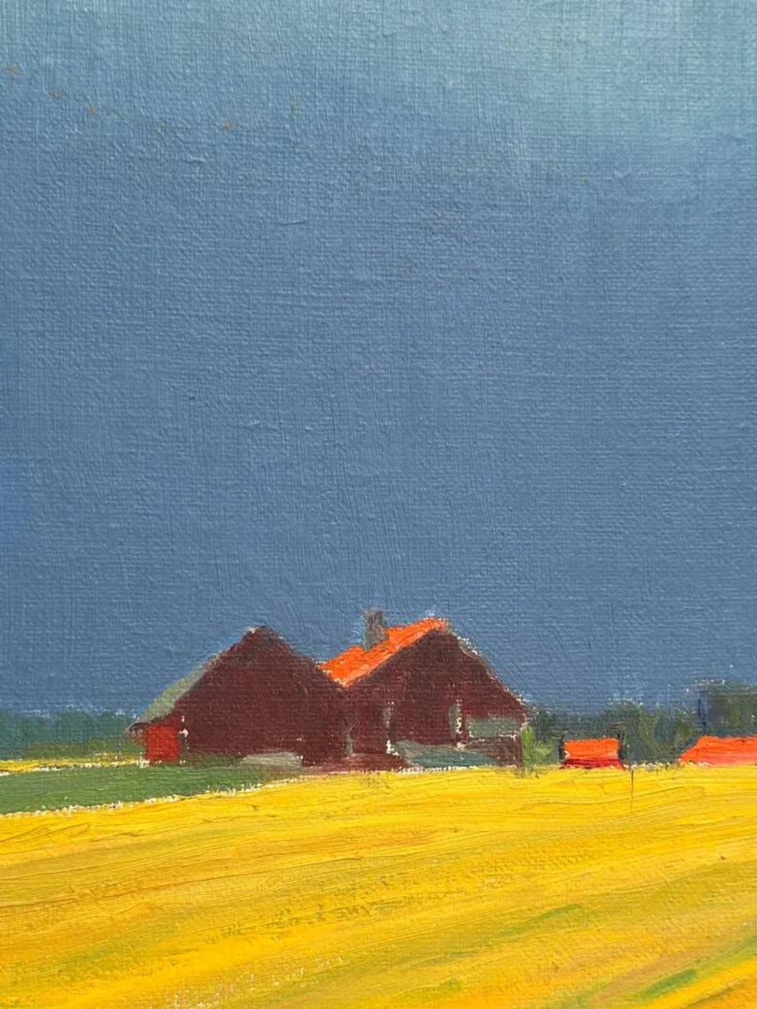Original Swedish Oil on Canvas – "Approaching Storm" by Astrid Larje – Signed – Vintage and Framed – 43 × 30 cm (16.9" × 11.8")
