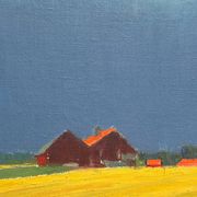 Original Swedish Oil on Canvas – "Approaching Storm" by Astrid Larje – Signed – Vintage and Framed – 43 × 30 cm (16.9" × 11.8")