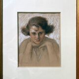 Painting drawing and flange "Young smiling woman" 30's signed L. George