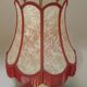 French vintage round marble table lamp with hide skin decorative shade