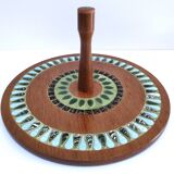 Plateau à fromages bois décor émaillé vintage