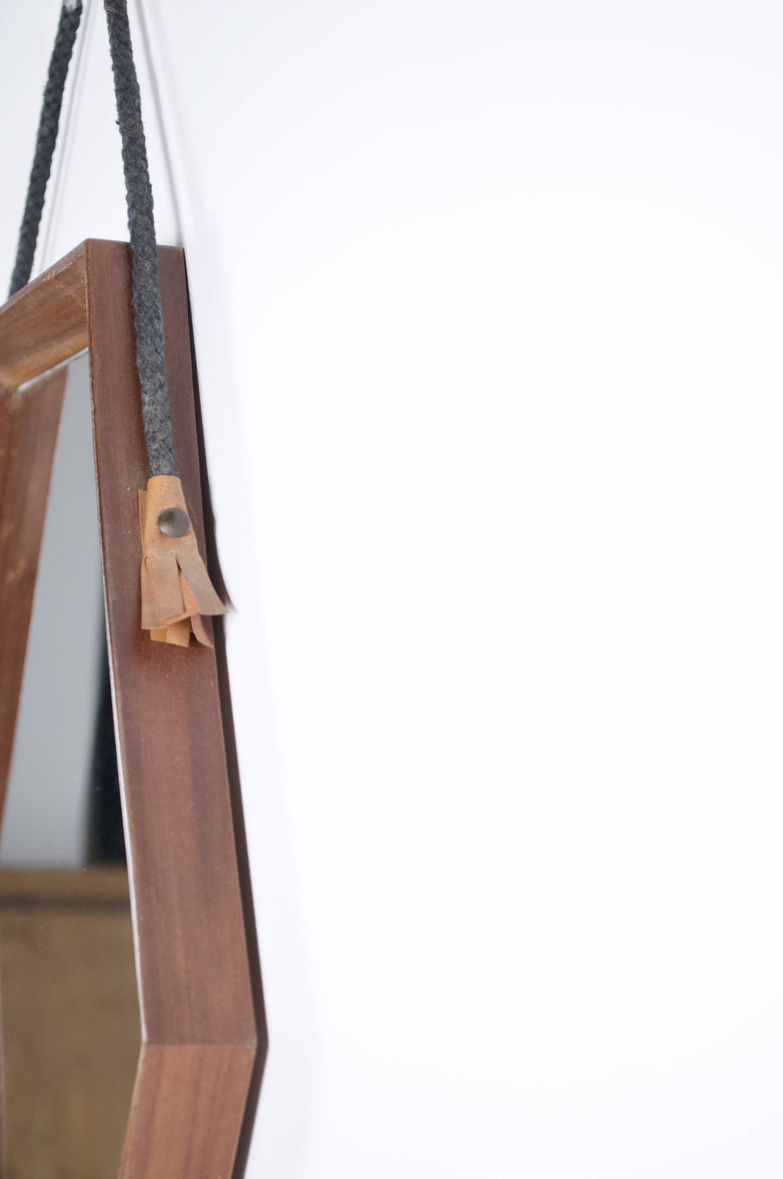 Octagonal Scandinavian teak mirror from the 1960s