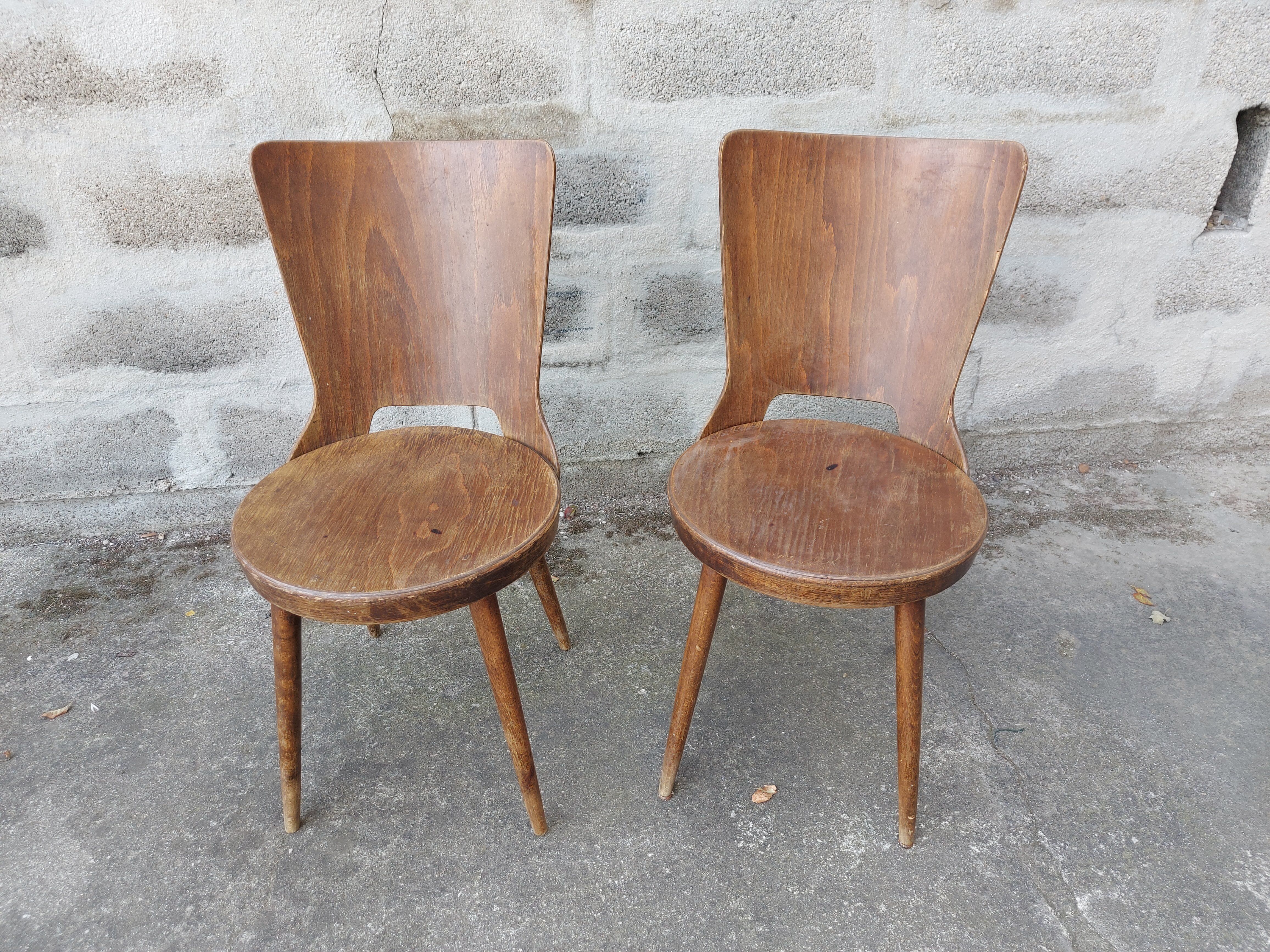 Set of 2 Baumann wooden chairs