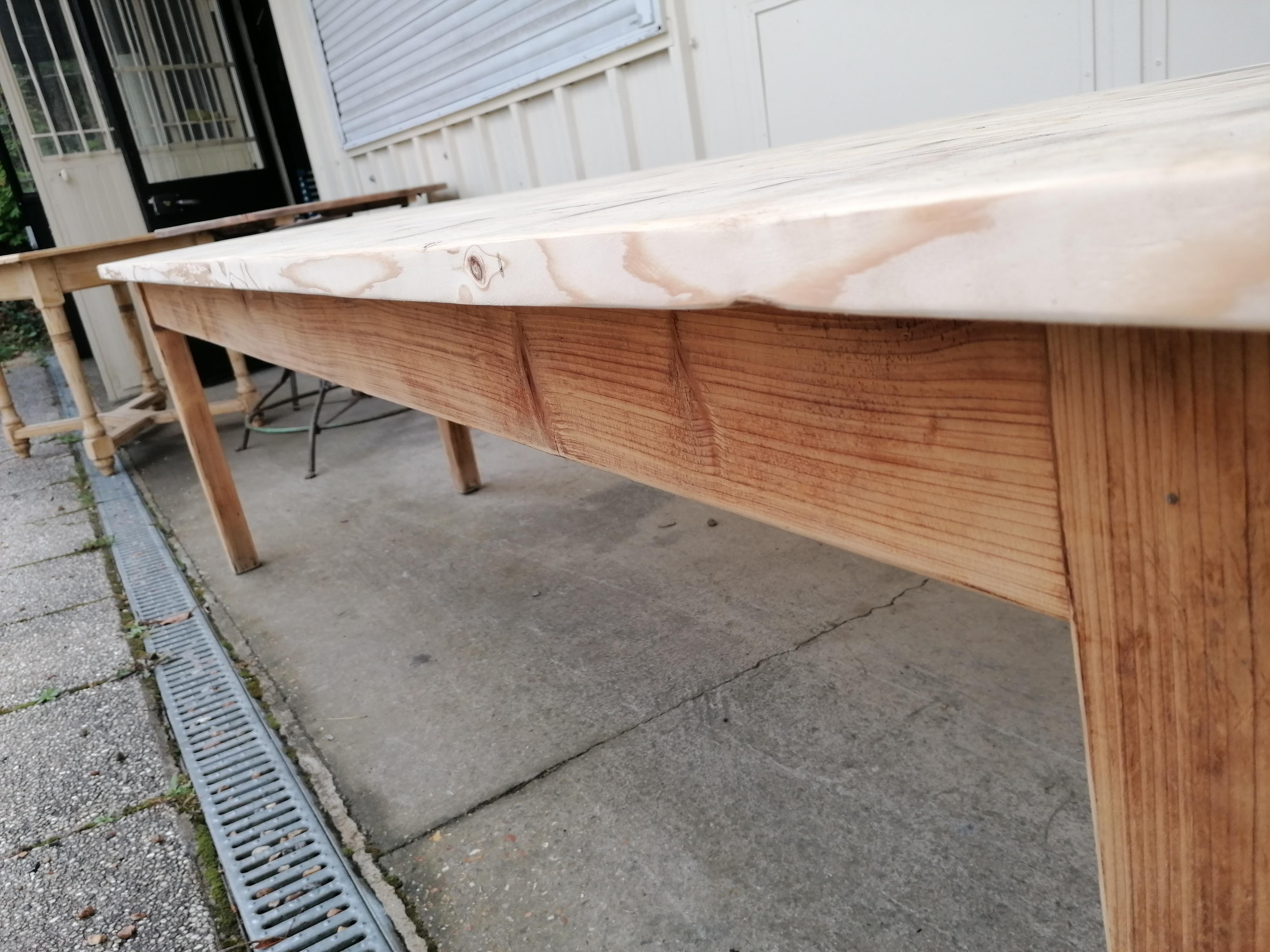 Large vintage wooden farmhouse table, 2.45m, 8 people