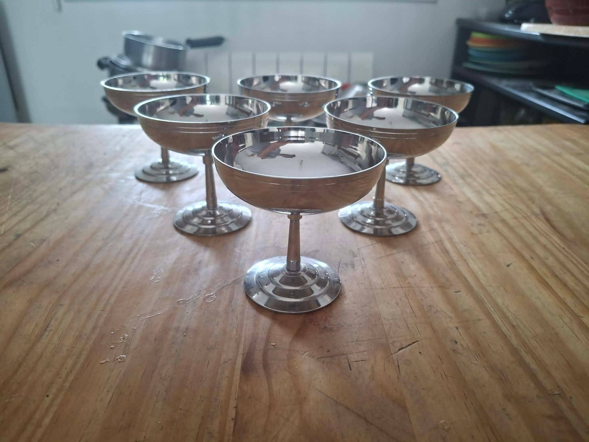 Set of 6 stainless steel ice cream bowls 18-10 Létang and Rémy