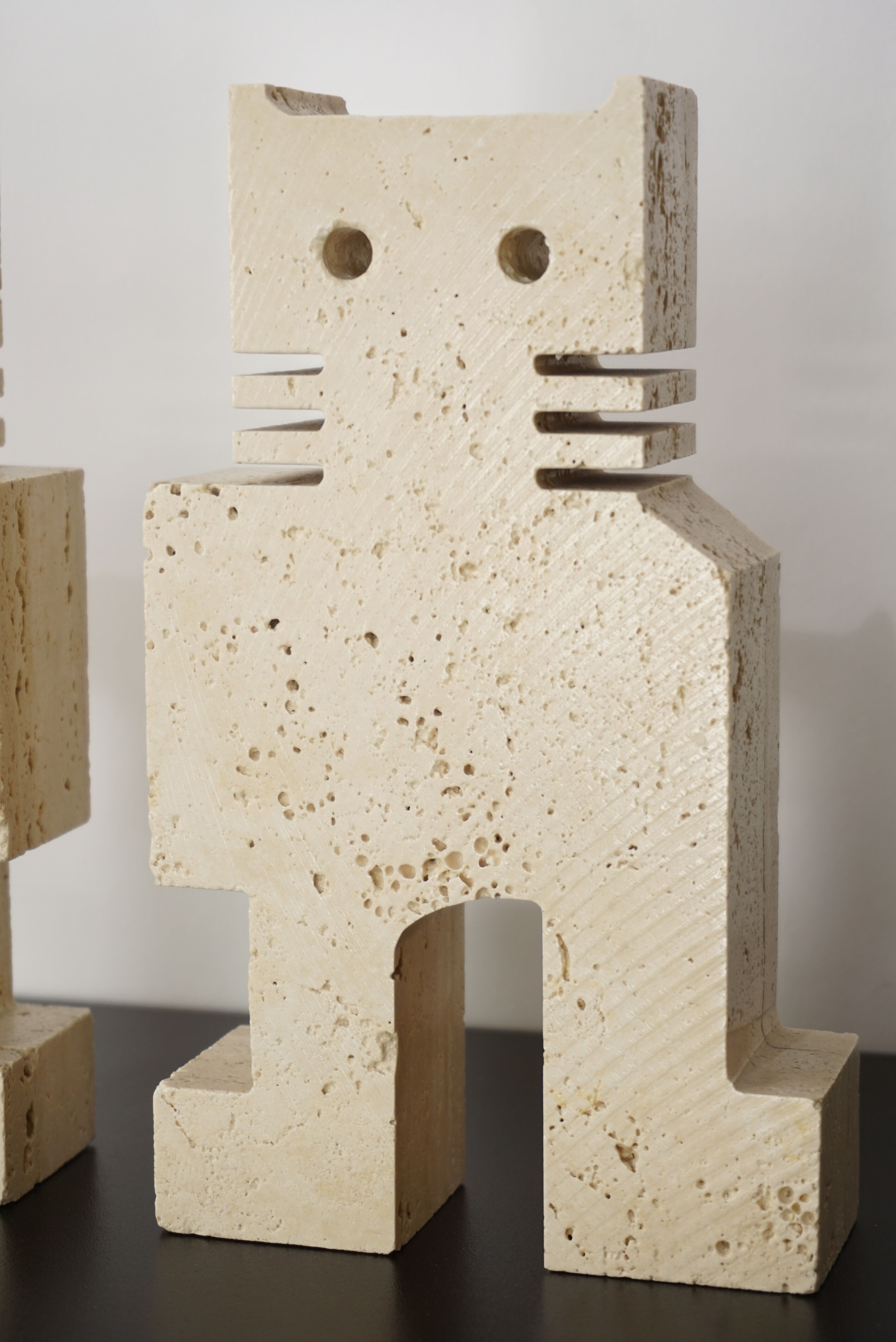 Pair of travertine bookends in  design Fratelli Mannelli