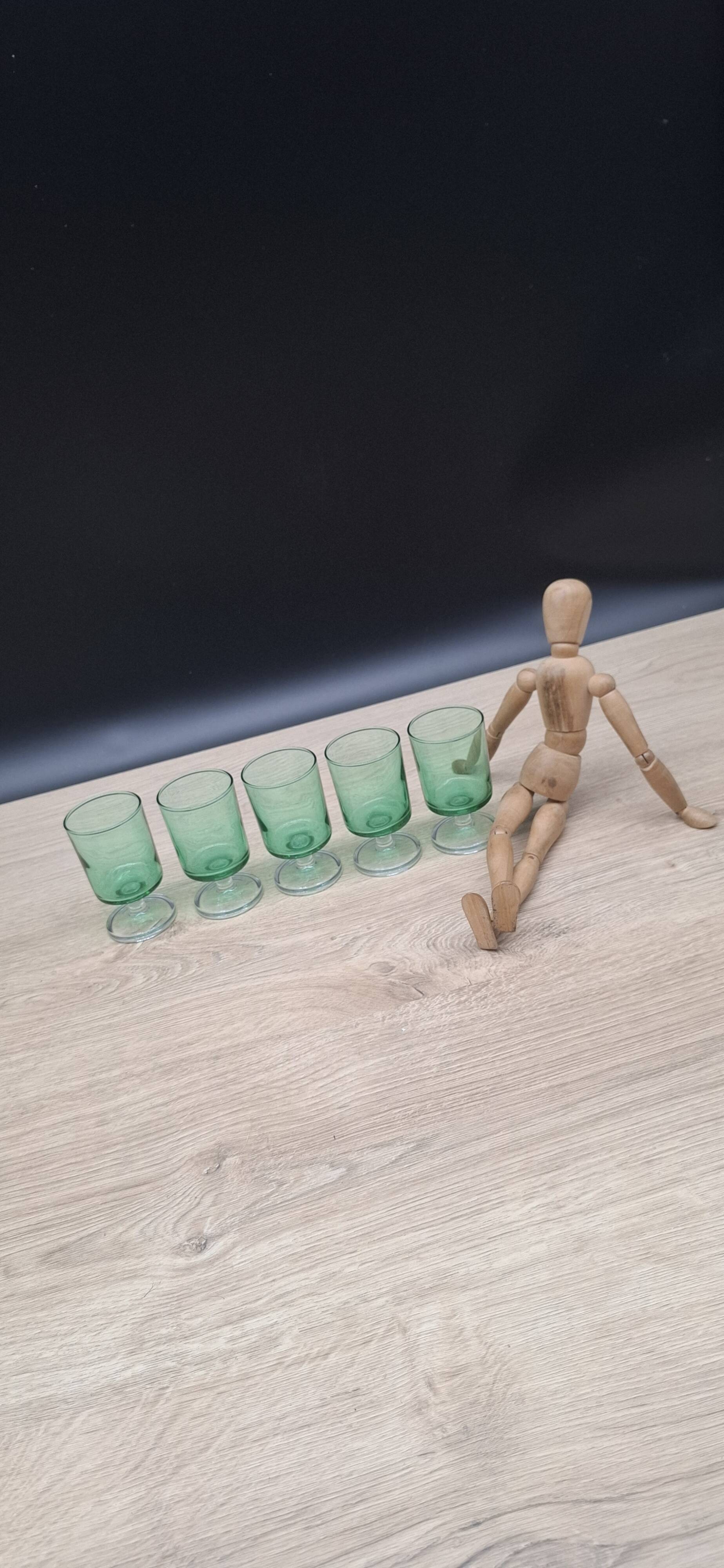 Set of 5 Emerald Green Suede Glasses