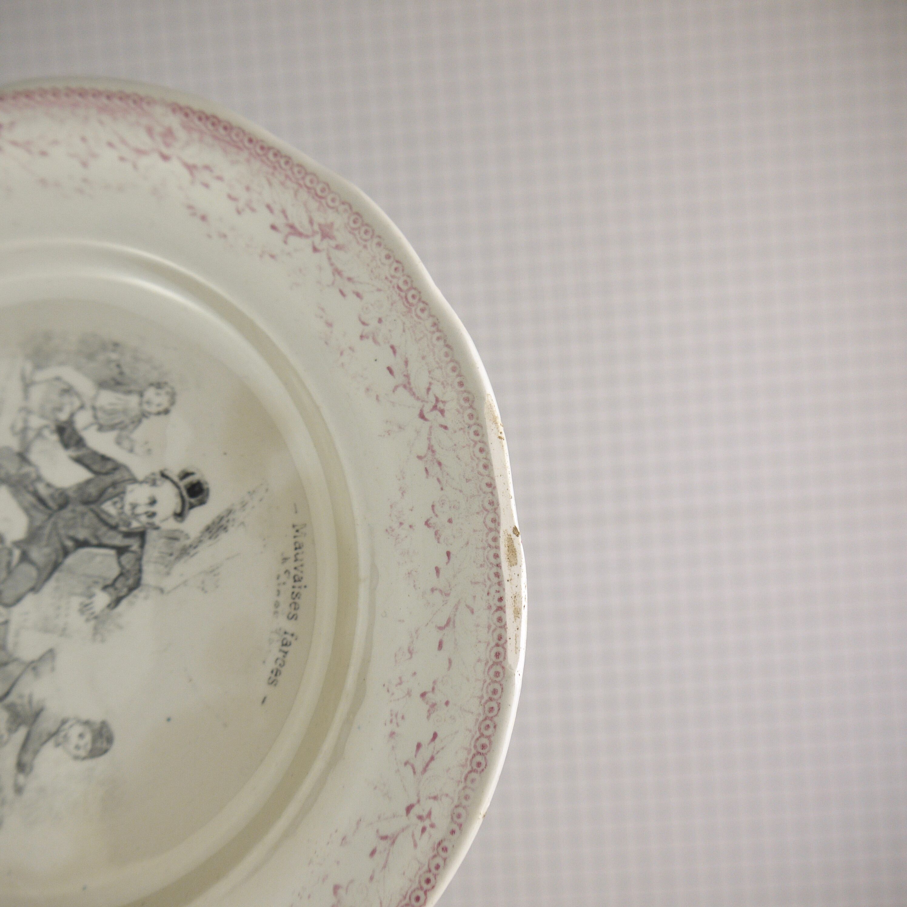 Five Digoin Sarreguemines Talking Plates