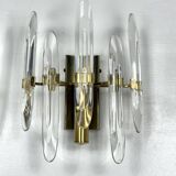 Sciolari, set of two large sconces in glass and gilded brass. Italy 1970s