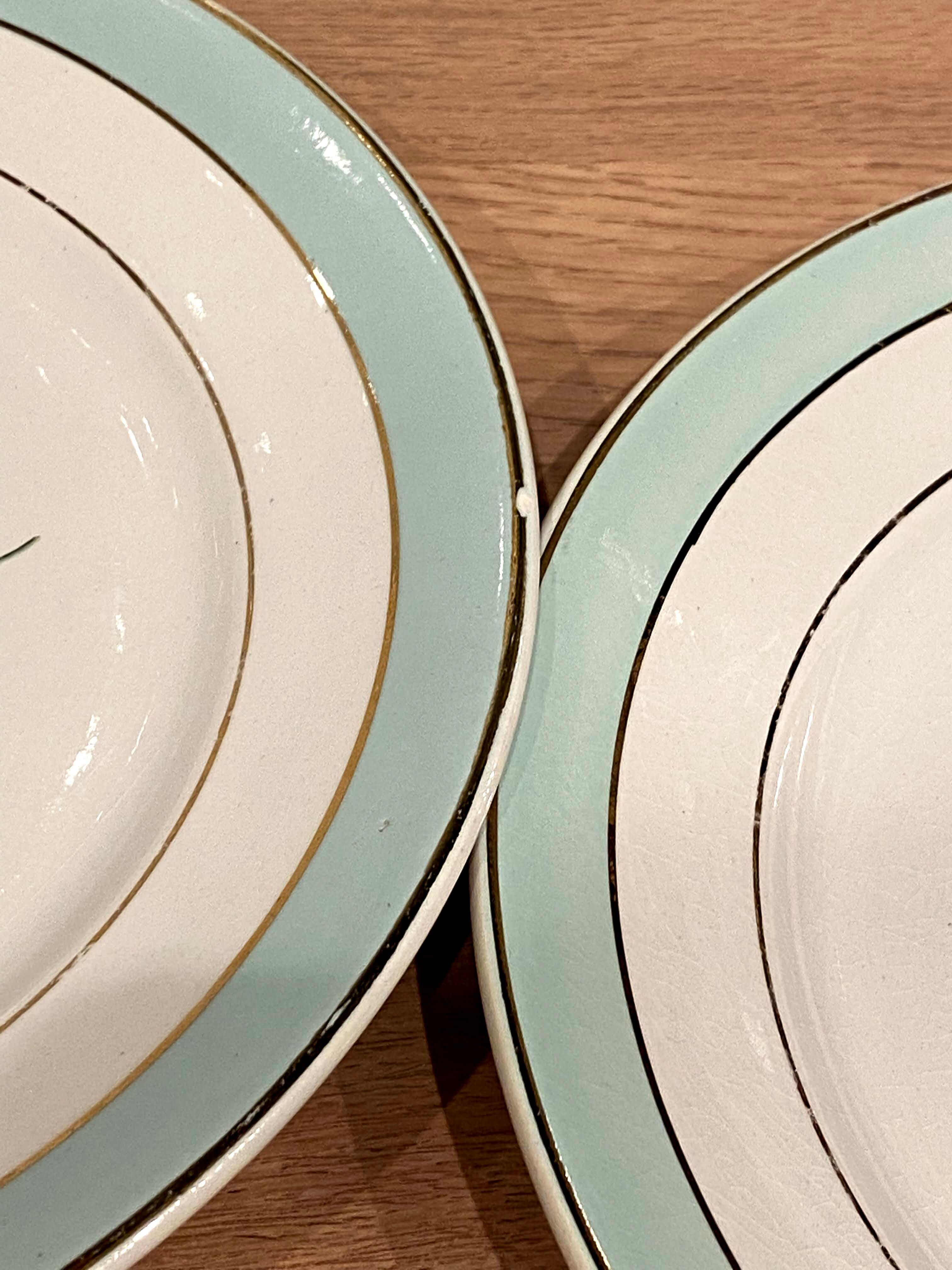 6 flat plates in half-porcelain Badonviller