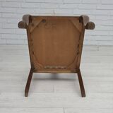1930s, set of 6 Danish chairs, furniture velour, oak wood, reupholstered.